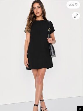 Lulu's Black Short Sleeve Shift Mini Dress